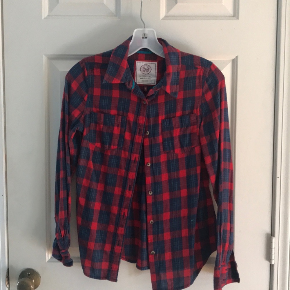 Red/ white / blue flannel size small worn